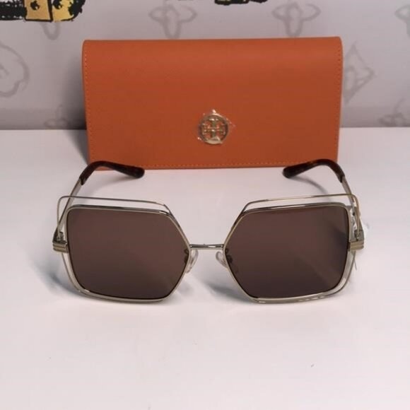 ✨ New Authentic Tory Burch TY6086 55-X Brown & Gold Sunglasses ✨ - Picture 6 of 11